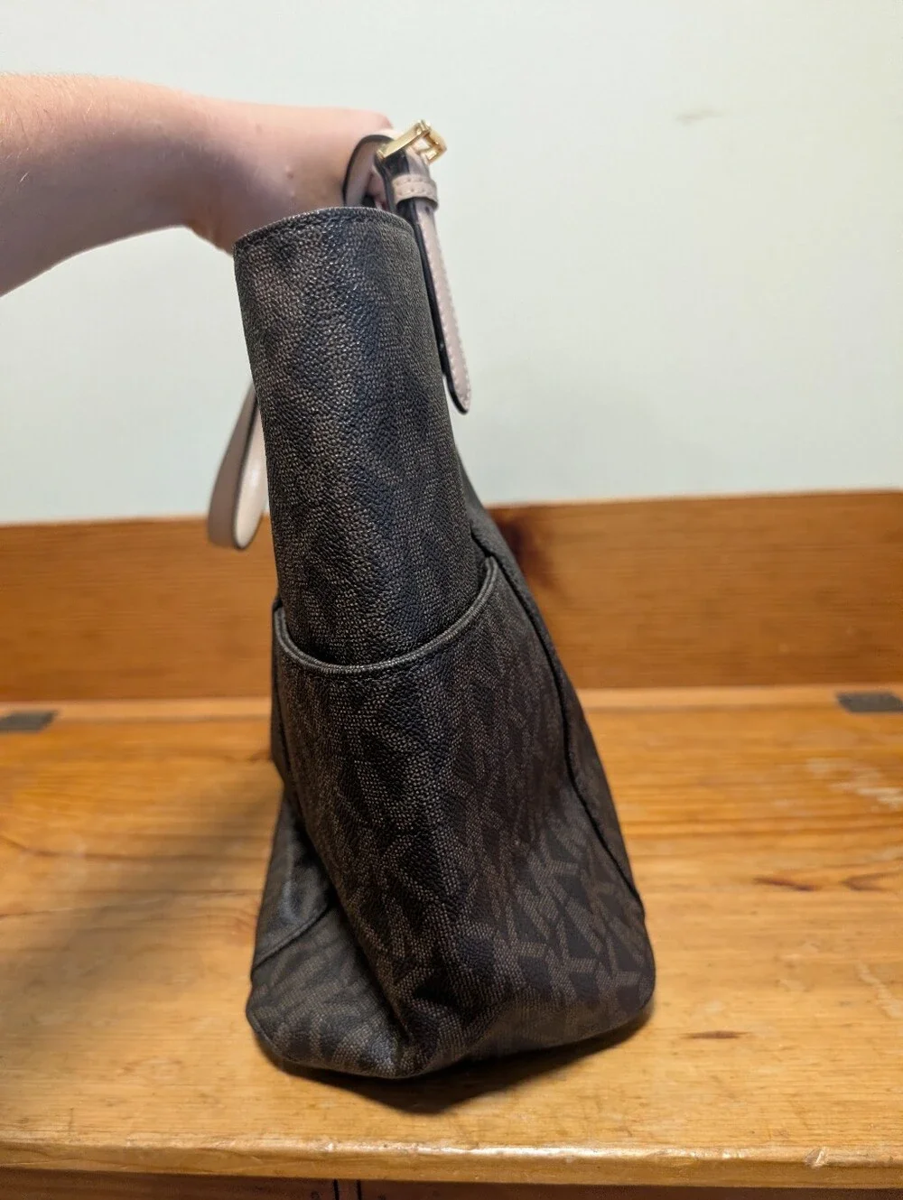 Michael Kors Jet Set Travel MK Signature Tote Brown Tan